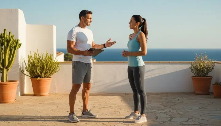 Sporttherapeut Christopher Neis beim Rückentraining auf Mallorca – Bewegungsdiagnostik und Sporttherapie